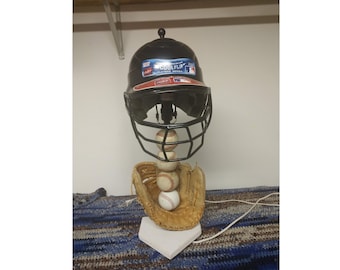 Softball Lamp with game used equipment