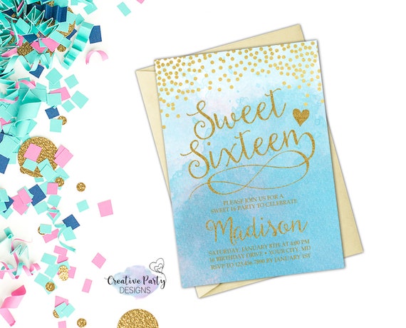 Sweet 16 Invitation Sweet Sixteen Invitation 16th Birthday Etsy