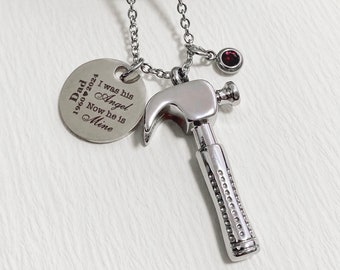 Personalized urn necklace, Engraved memorial jewelry, Cremation pendant, Hammer necklace, I was his angel now he’s mine, Sympathy gift