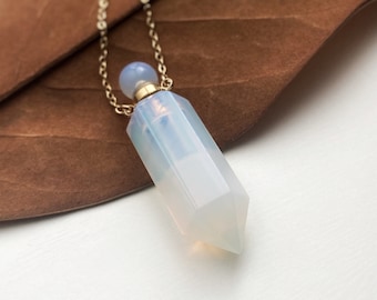 Opalite Urn Necklace: Crystal Keepsake Locket, Memorial Jewelry