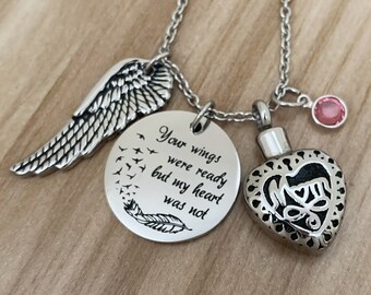 Ashes Necklace: Stainless Steel Cremation Urn Keepsake - Loss of Mom Sympathy Gift