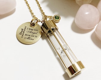 Personalized Hourglass Urn Necklace: Engraved Memorial Keepsake