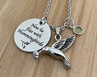 Hummingbird Cremation Necklace: Stainless Steel Memorial Urn Pendant
