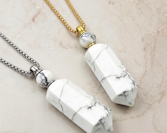 White Turquoise Crystal Urn Necklace: Keepsake Locket, Memorial Jewelry