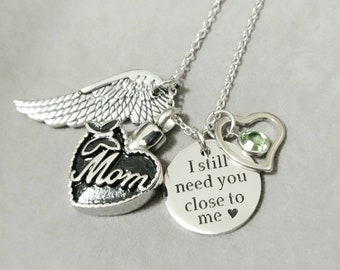 Heart Memorial Urn Necklace: Butterfly Pendant, Mother Ashes Keepsake