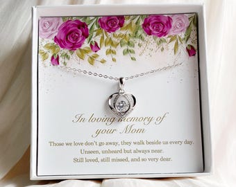 Sterling Silver Heart Memorial Necklace for Mom, Grief Keepsake Sympathy Jewelry