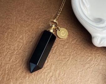 Obsidian Urn Necklace: Black Crystal Cremation Keepsake Locket