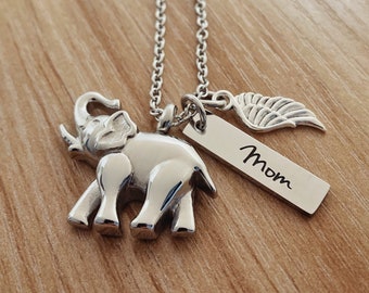 Elephant Cremation Urn Locket: Stainless Steel Ashes Necklace, Mom Remembrance Gift