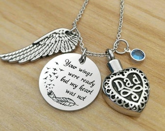 Ashes Necklace: Stainless Steel Cremation Urn, Loss of Dad Remembrance Gift