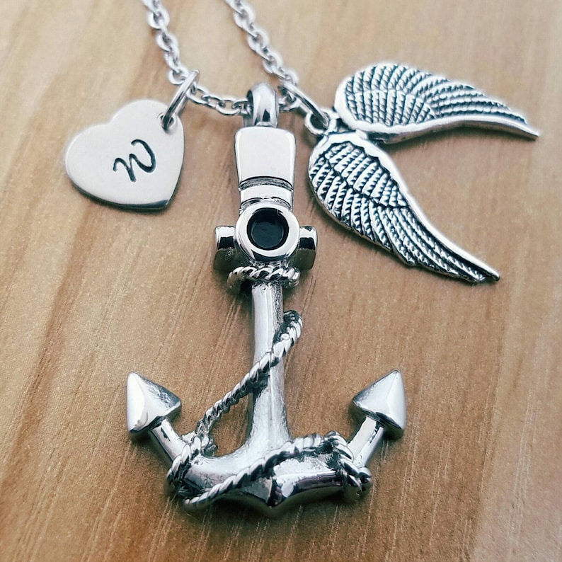 Personalized Initial Memorial Urn Jewelry Anchor Pendant Etsy