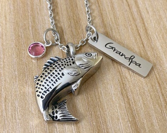 Gone Fishing Memorial Urn Necklace: Grandpa Keepsake, Cremation Jewelry
