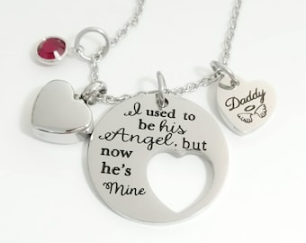 Heart Cremation Urn Necklace: Daddy's Girl Ashes Keepsake