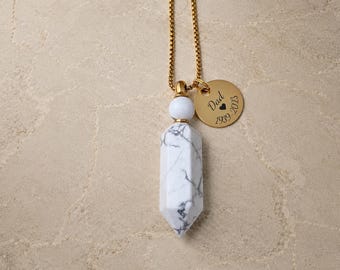 Personalized Howlite Urn Necklace for Ashes Cremation Jewelry Keepsake Memorial Gift