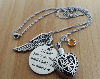 Memorial Urn Necklace: Stainless Steel Ashes Keepsake, Loss of Dad