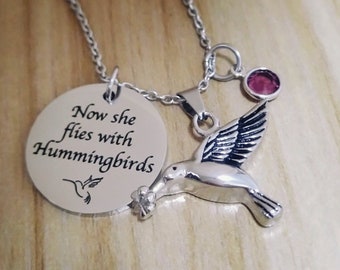 Hummingbird Cremation Necklace: Stainless Steel Memorial Urn Pendant