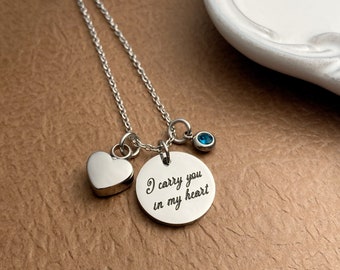Memorial Urn Necklace: Stainless Steel Cremation Ash Locket, Loss of Dad Gift