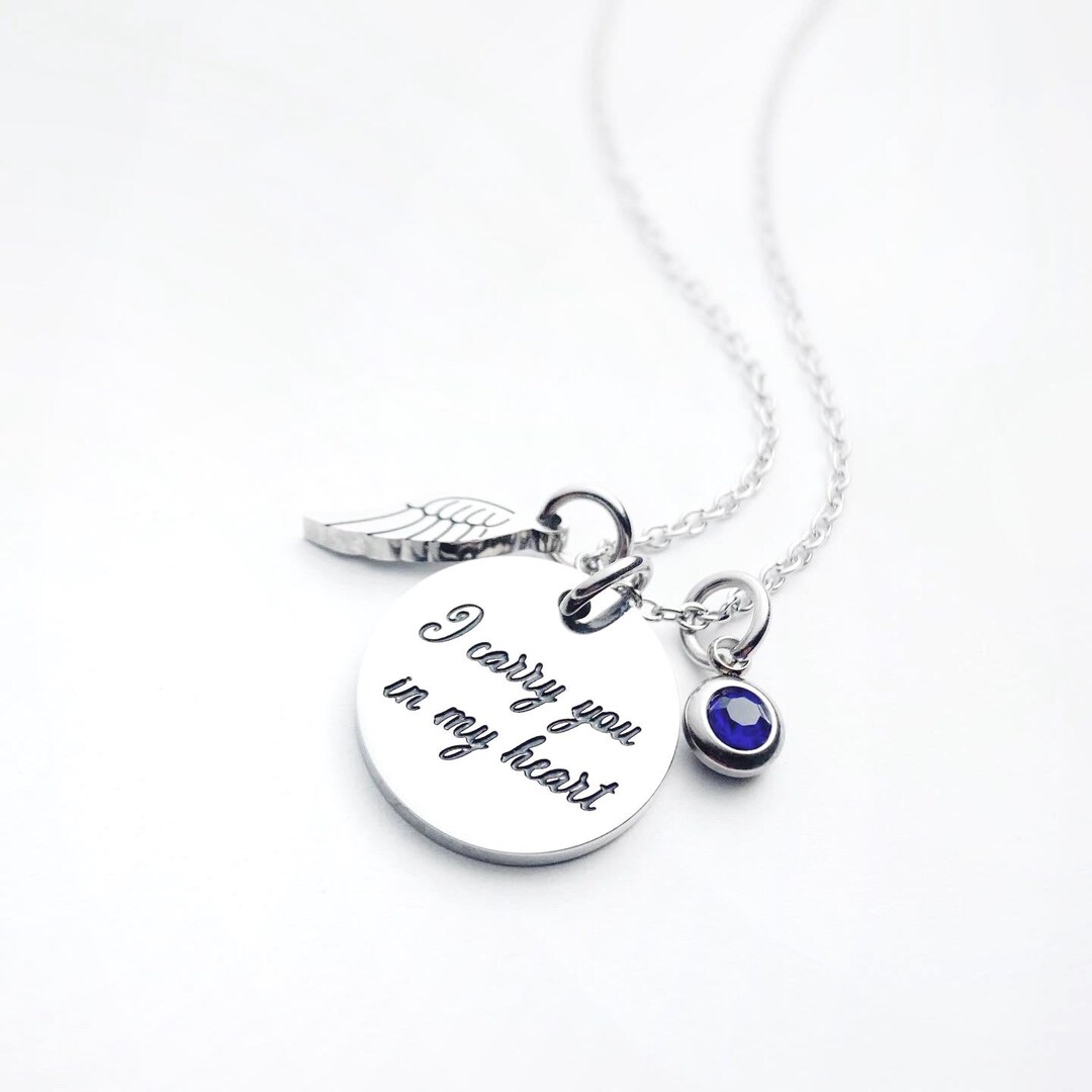 Memorial Necklace, I Carry You in My Heart, Keepsake Necklace, Sympathy