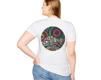 Neon Cityscape San  Francisco Circle T-Shirt | Colorful Retro City Night Tee