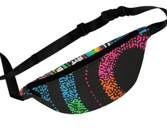 Neon Graffiti Monster Fanny Pack | Colorful Street Art Waist Bag