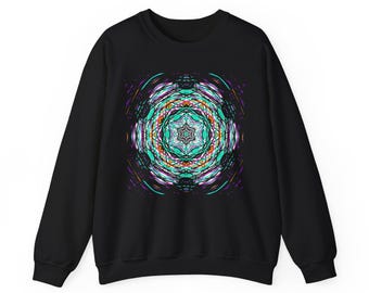 Kaleidoscope Mandala Crewneck Sweatshirt | Psychedelic Geometric Design