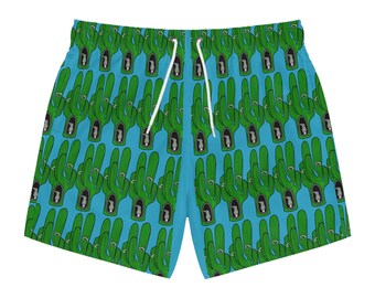 Green cactus Sunburst Swim Trunks | Tropical Pattern