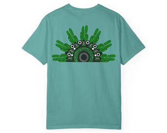 Green Cactus Mandala T-shirt | Botanical Desert Skull Illustration