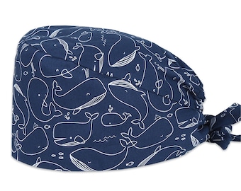 Whale Surgical Hat,Men Scrub Cap,Medical Scrub Hat,Women Surgical Hat,Whales Scrub Hat,Cute Surgical Cap,Blue Surgical Hat,Unisex Scrub Hat