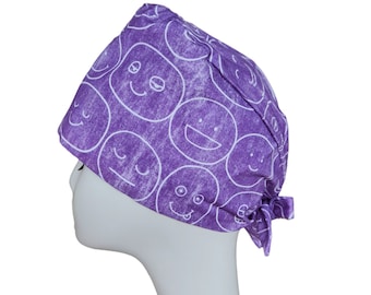 Cotton Surgical Scrub Cap with Buttons: Handmade Nurse Hat