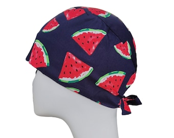 Watermelon Surgical Scrub Cap: Handmade Cotton Fruit Print