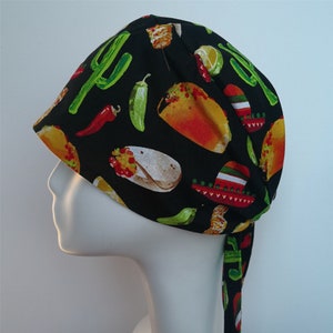 Man Scrub Hat,Funny Scrub Hat,Taco Surgical Cap,Cool Scrub Cap,Special Scrub Cap,Dental Cap,Chemo Hat,Surgical Hat Tie Back,Woman Scrub Cap