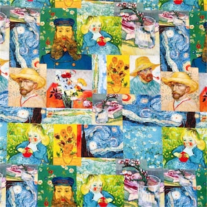 Van Gogh Paintings The Starry Night Fabric,Sunflowers Fabric,Almond Blossom Fabric,Quilting Fabric,Home Decor Fabric,Upholstery Fabric
