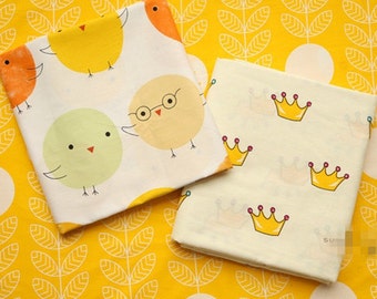 Chick & Crown Cotton Fabric: Yellow Leaf Print (39"x92.5")