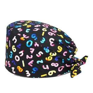 Number Surgical Cap,Unisex Scrub Hat,Womens Scrub Hat,Mens Surgical Cap,Woman Surgical Hat,Man Scrub Cap,Cute Scrub Hat,Black Surgical Hat