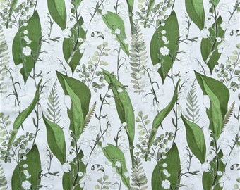 Lily Of The Valley Muguet Floral Flower Fabric,Home Decor/Drapery/Clothing/Apparel/Quilting/Upholstery/Sofa/Chair/Cushion/Tablecloth Fabric