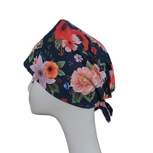 Surgical Caps Women with Buttons,Floral Surgical Cap,Scrub Cap for Nurses,Female Scrub Hats,Personalized Surgical Cap,Scrub Cap Flowers