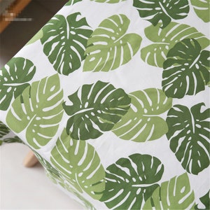 Monstera bladeren katoen canvas dikke stof, bekleding stof, tafelkleed stof, kussen stof, home decor stof, sofa / stoel / kussen / stof