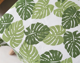Monstera Leaves Cotton Canvas Thick Fabric,Upholstery Fabric,Tablecloth Fabric,Cushion Fabric,Home Decor Fabric,Sofa/Chair/Pillow/Fabric