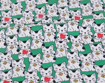Japanese Cats Fabric,Fortune Cat Fabric,Lucky Cat Fabric,Maneki Neko Fabric,Quilting/Upholstery/Home Decor/Drapery/Bag/Hat/Clothing Fabric