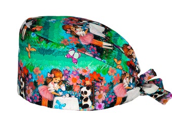 Panda Print Surgical Scrub Hat: Women's Cotton Cap