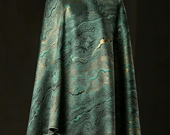 Flowing Gold and Silver Galaxy Brocade,Metallic Jacquard Satin Fabric,Chinese Art Deco Textile for Wall Art & Couture A002