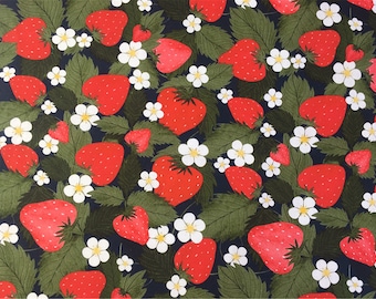 Strawberries Fabric,Strawberry Fabric,Fruit Fabric By Half Yard