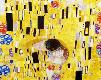 Gustav Klimt The Kiss Fabric, Famous Art Print, Full Repeat Pattern Cotton Textile for Curtains,Apparel & Home Decor F2730