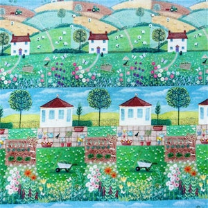 Village Scenery Fabric,Vintage Fabric,Retro Fabric,Quilting/Upholstery/Sofa/Chair/Cushion/Pillow/Home Decor/Drapery/Clothing/Apparel Fabric