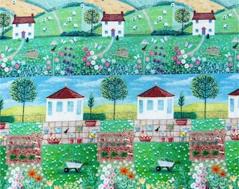 Village Scenery Fabric,Vintage Fabric,Retro Fabric,Quilting/Upholstery/Sofa/Chair/Cushion/Pillow/Home Decor/Drapery/Clothing/Apparel Fabric