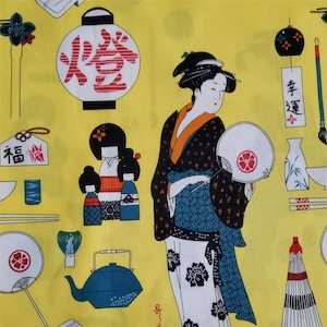 Japanese Geisha Cotton Fabric,Upholstery Fabric/Sofa/Chair/Cushion/Pillow/Tablecloth/Home Decor/Drapery/Clothing Fabric,Apparel Fabric