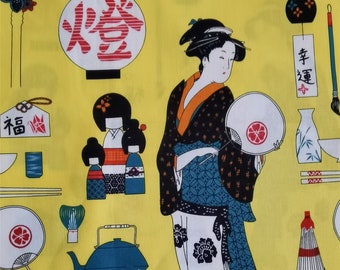 Japanese Geisha Cotton Fabric,Upholstery Fabric/Sofa/Chair/Cushion/Pillow/Tablecloth/Home Decor/Drapery/Clothing Fabric,Apparel Fabric