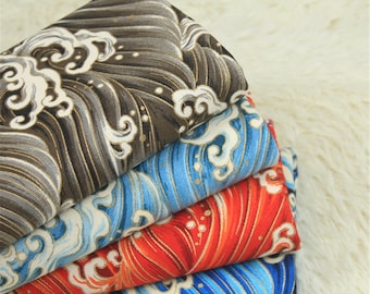 Japanese The Great Wave off Kanagawa Seigaiha Waves Cotton Linen Fabric,Upholstery Fabric,Home Decor Fabric,Drapery Fabric,Cushion Fabric