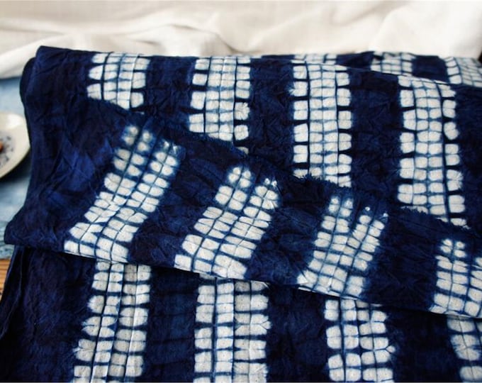 Japanese Indigo Blue Shibori Plant Dyed Hand Dyed Cotton Fabric,Upholstery/Sofa/Chair/Cushion/Pillow/Tablecloth/Home Decor/Drapery Fabric