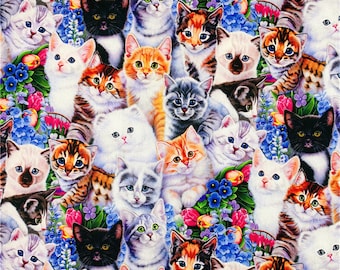 Cat Fabric,Cat Print Fabric,Fabric for Cat Lover,HomeDecor/Drapery/Clothing/Apparel/Quilting/Upholstery/Sofa/Chair/Cushion/Tablecloth Fabric