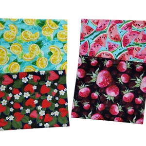 Fruit stof, zomer stof, citroen stof, watermeloen stof, aardbei stof, quilten / stoffering / kussen / home decor / drapery / kleding stof